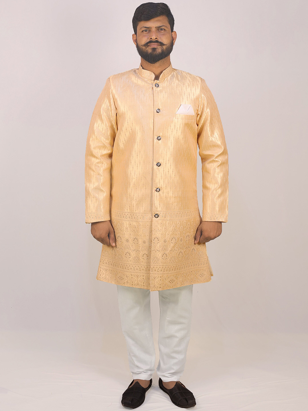 

amzira Woven Design Sherwani Set, Cream