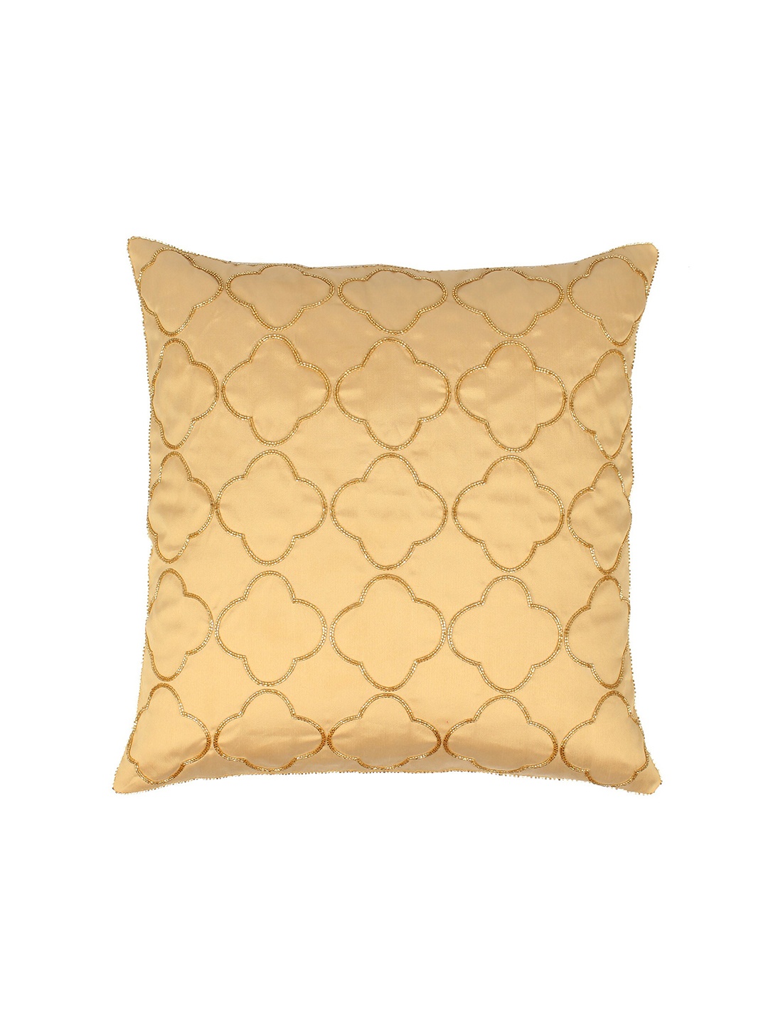 

MODARTA Gold-Toned Ethnic Motifs Silk Square Cushion Cover