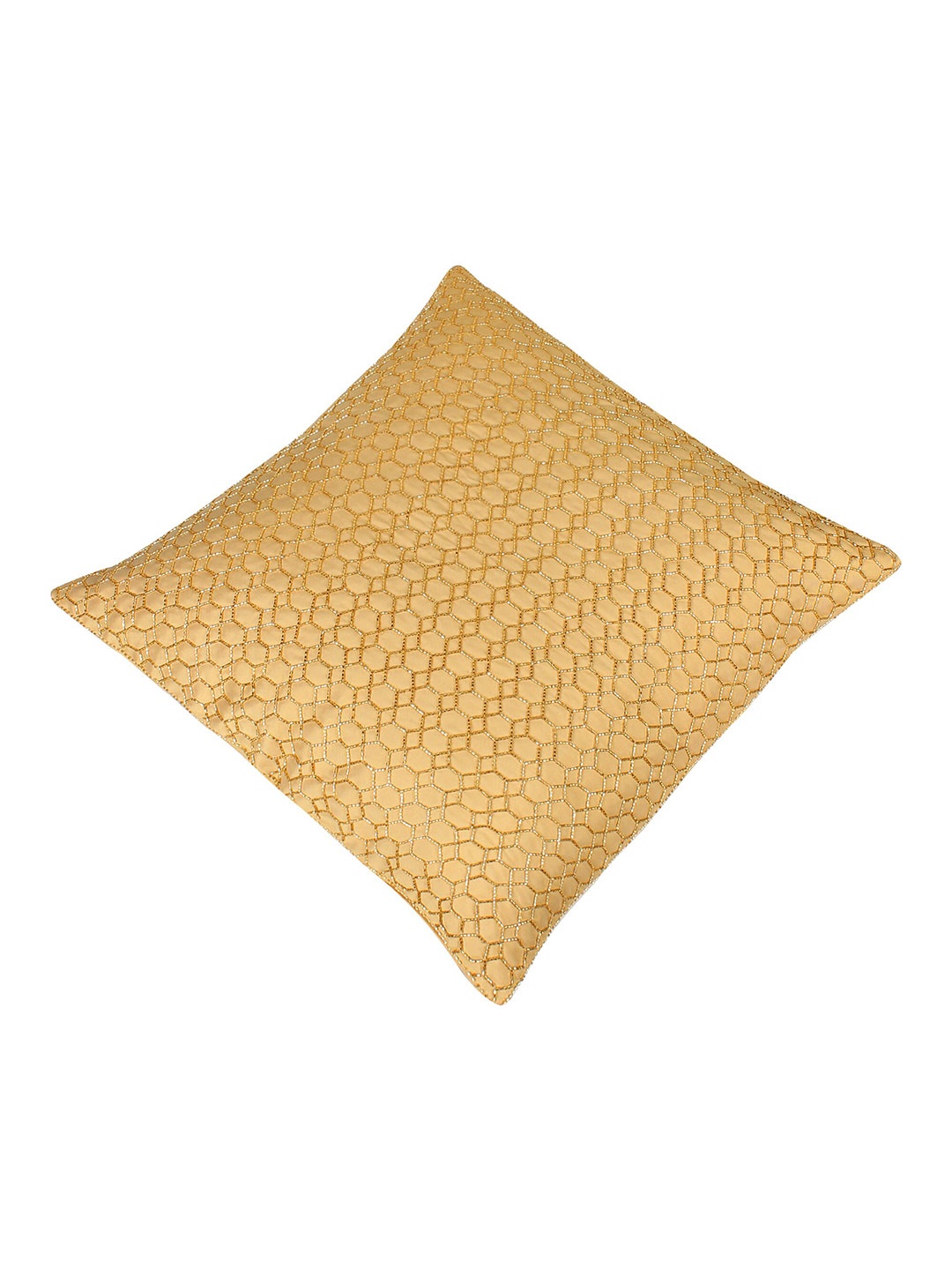 

MODARTA Gold-Toned Ethnic Motifs Silk Square Cushion Cover