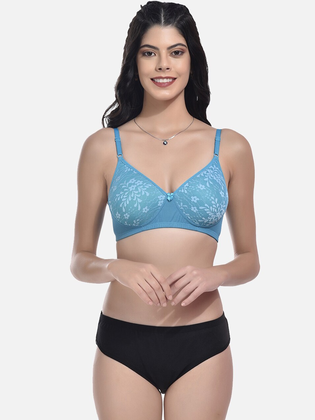 

StyFun Self-Design Lightly Padded Lingerie Set, Blue