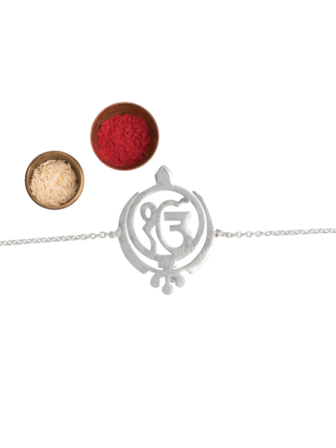 

Abhooshan Sikh Ek Onkar & Khanda Bracelet Rakhi, Silver