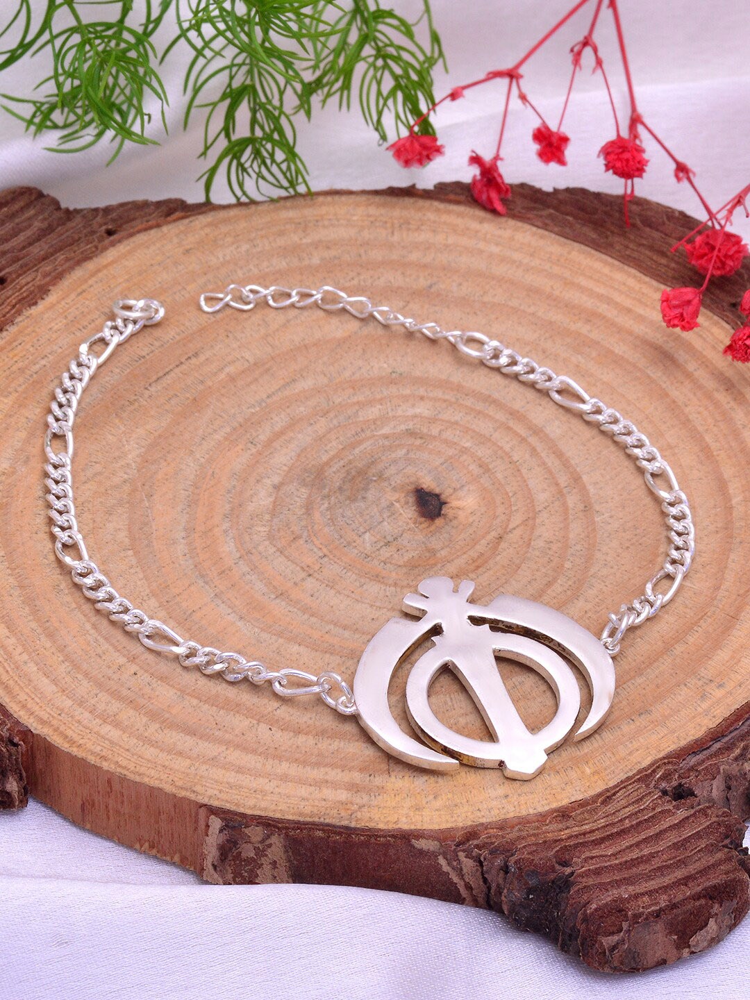 

Abhooshan Holy Sikh Ek Onkar & Khanda Bracelet Rakhi, Silver