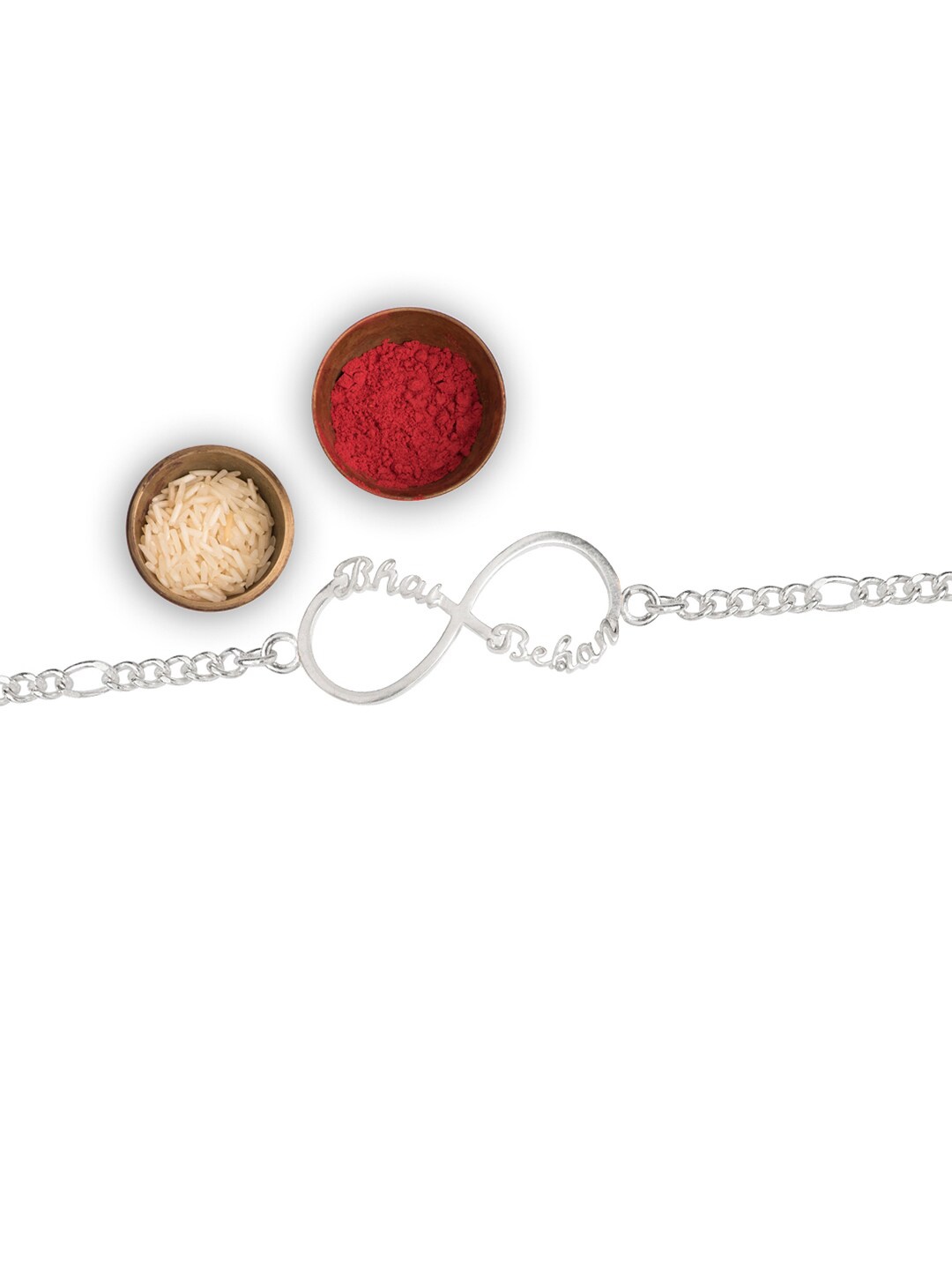 

Abhooshan Trendy Infinity Engraved Bracelet Rakhi, Silver