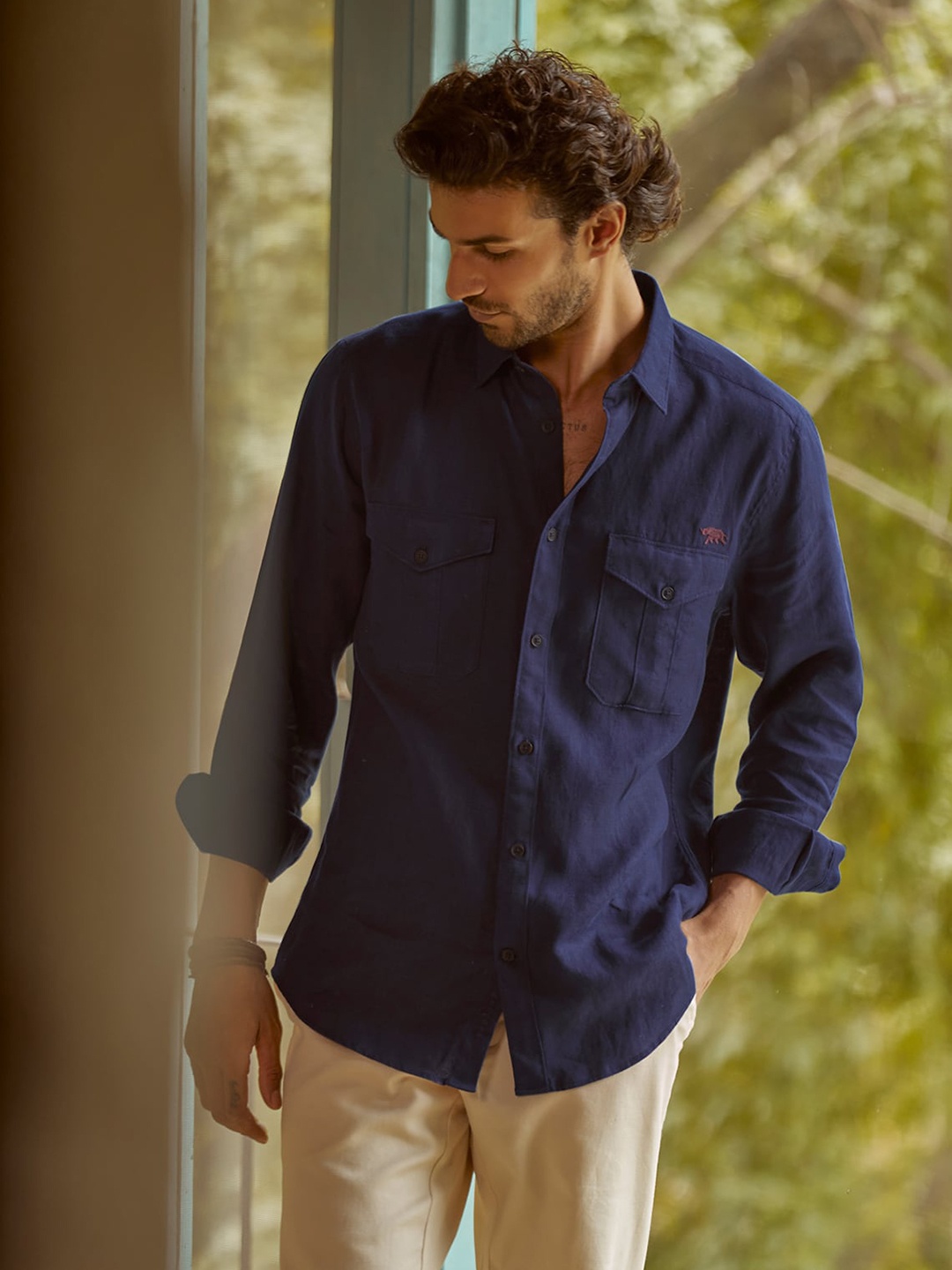 

Andamen Premium Linen Casual Shirt, Blue