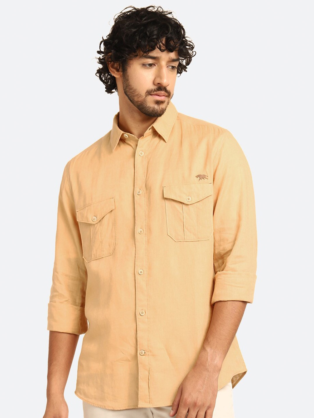 

Andamen Premium Slim Fit Linen Casual Shirt, Khaki