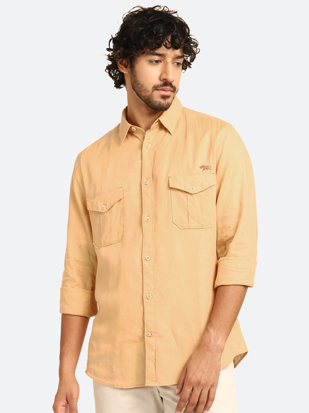 

Andamen Premium Linen Casual Shirt, Khaki