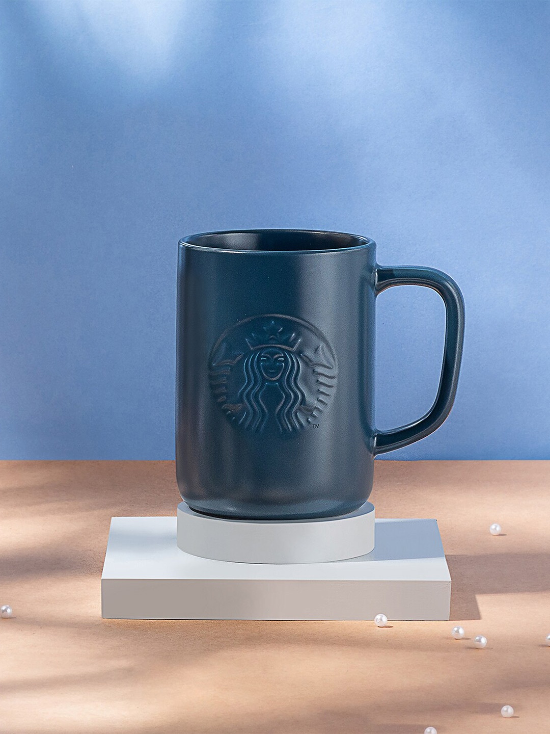 

Starbucks Navy Blue Textured Ceramic Matte Mug 473 ml