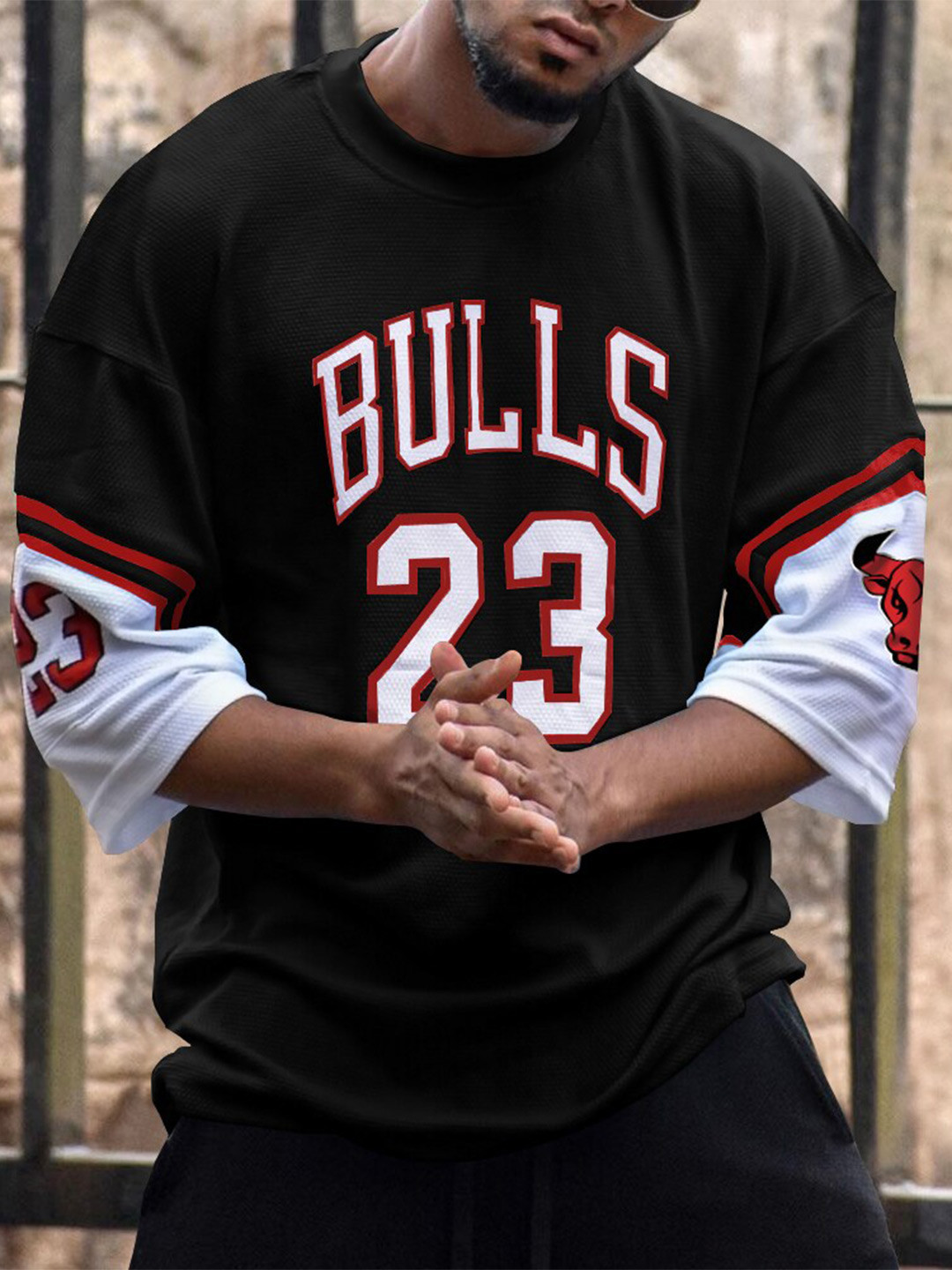 

Eyebogler Varsity Printed Loose T-shirt, Black