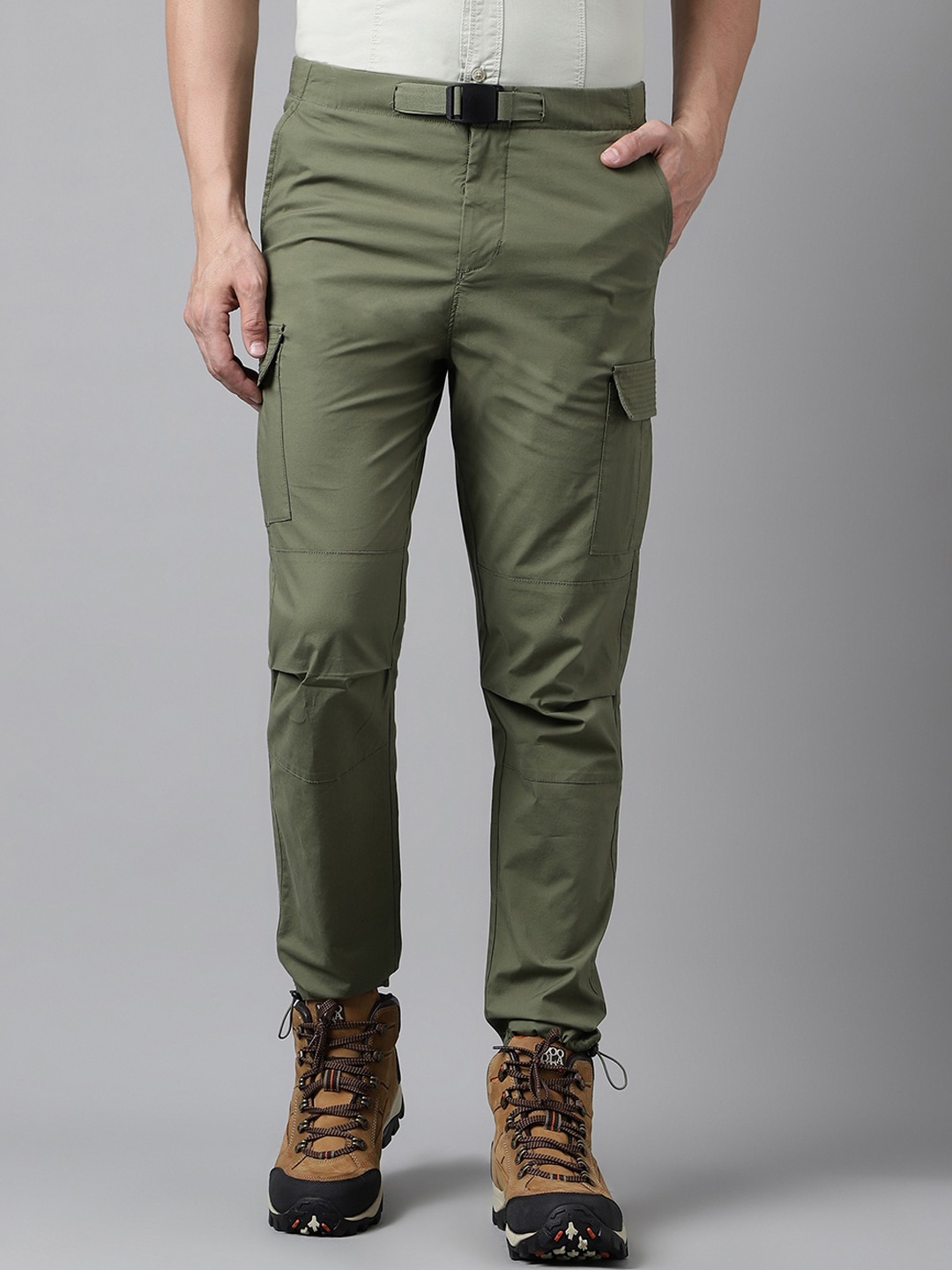 

Woodland Men Mid-Rise Cargo Trousers, Olive