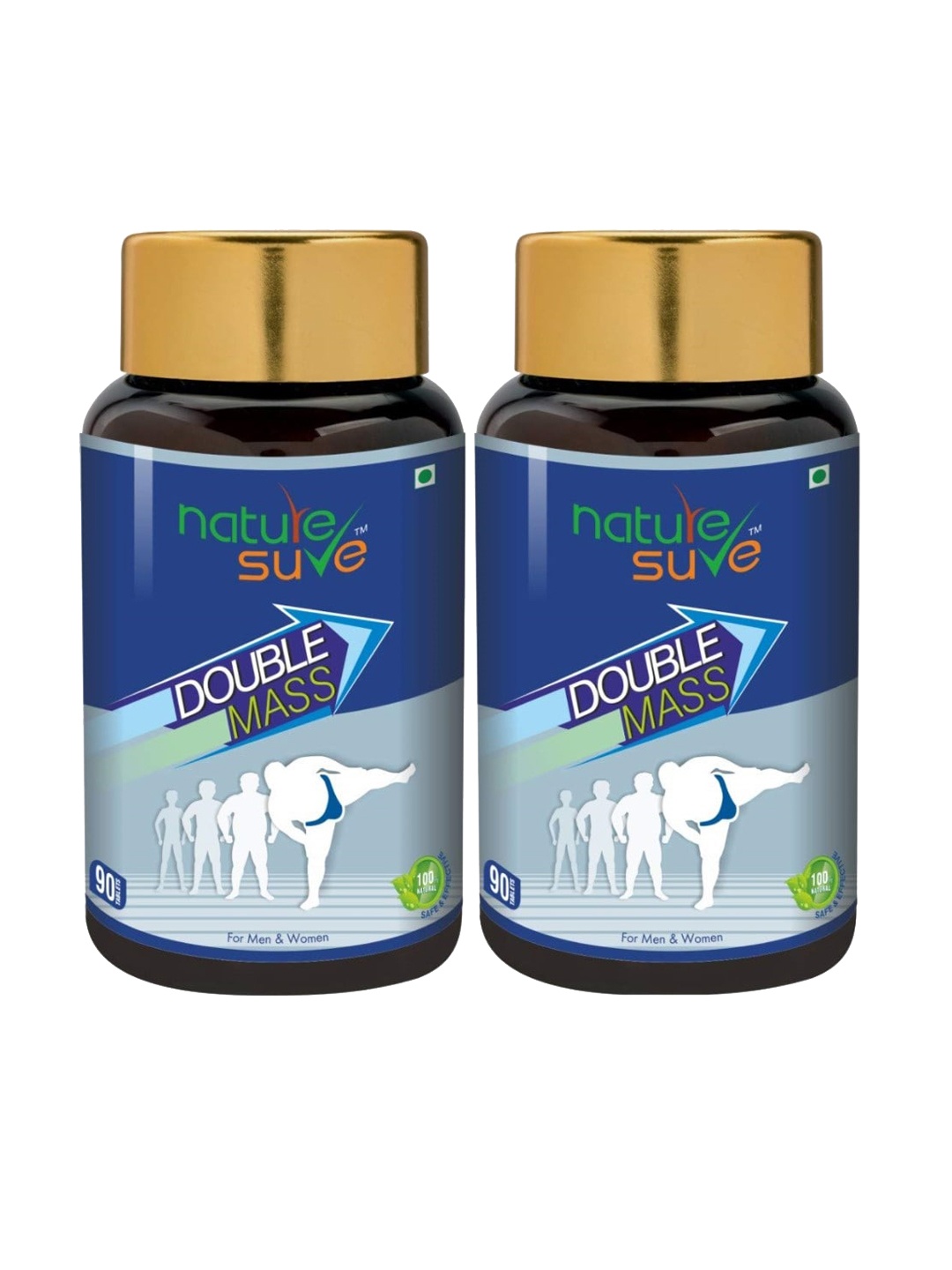 

Nature Sure Set of 2 Double Mass Tablets for Weight Gain - 90 Tablets each, Blue