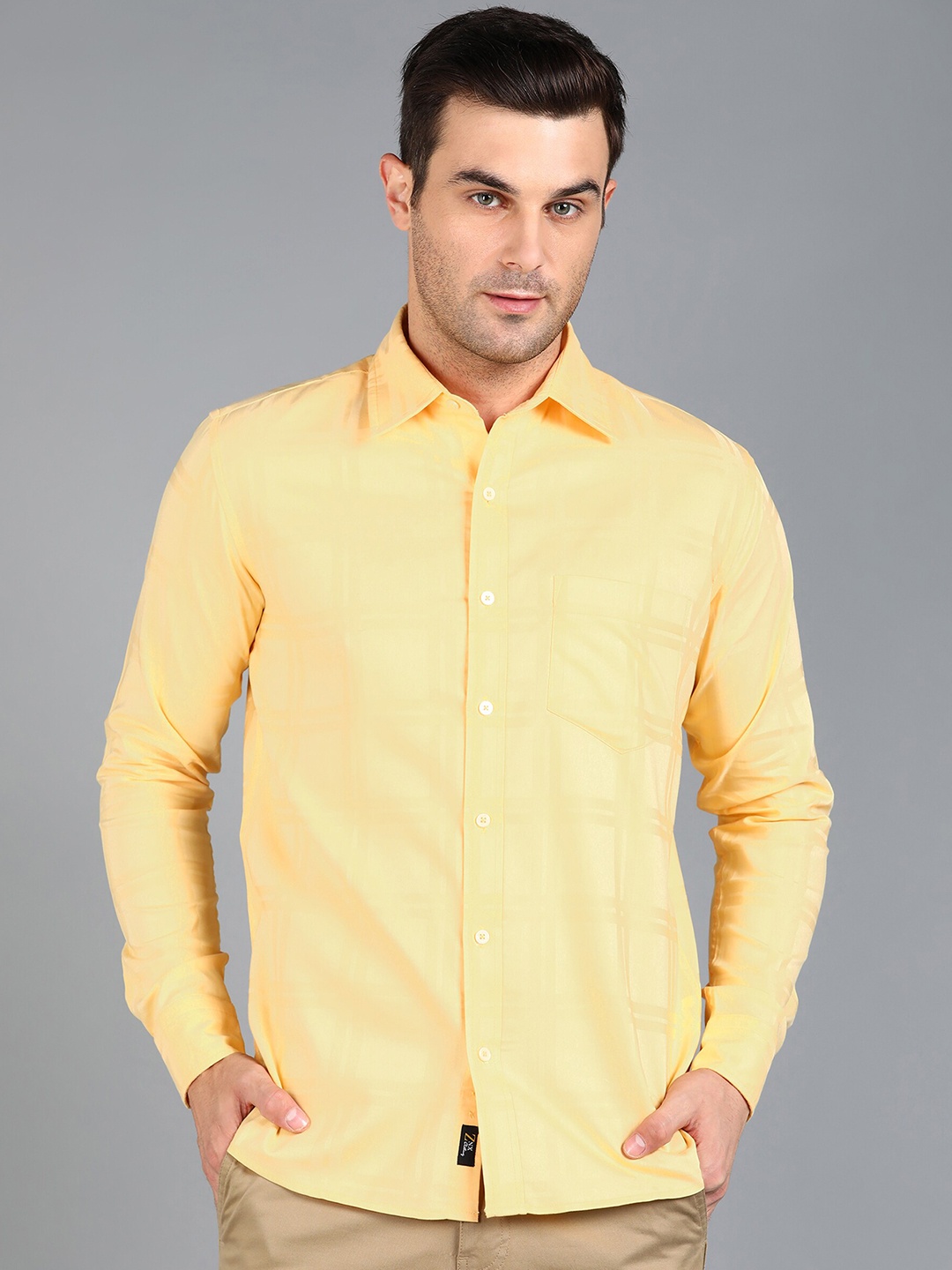 

ZNX Clothing Premium Slim Fit Opaque Cotton Shirt, Yellow