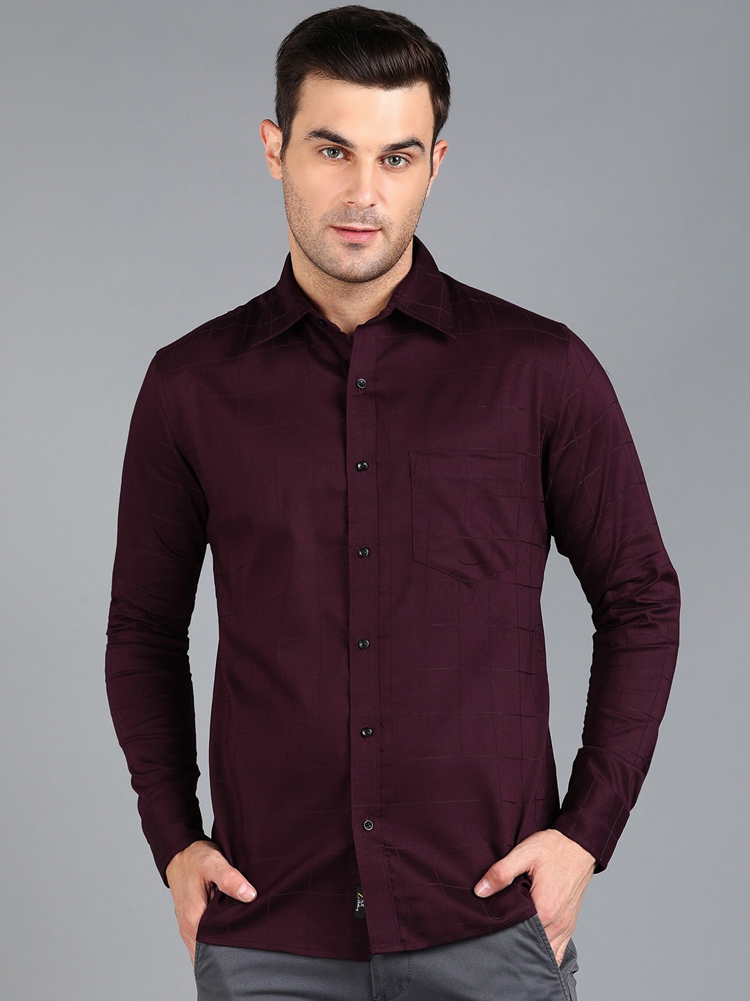 

ZNX Clothing Premium Slim Fit Opaque Cotton Shirt, Maroon