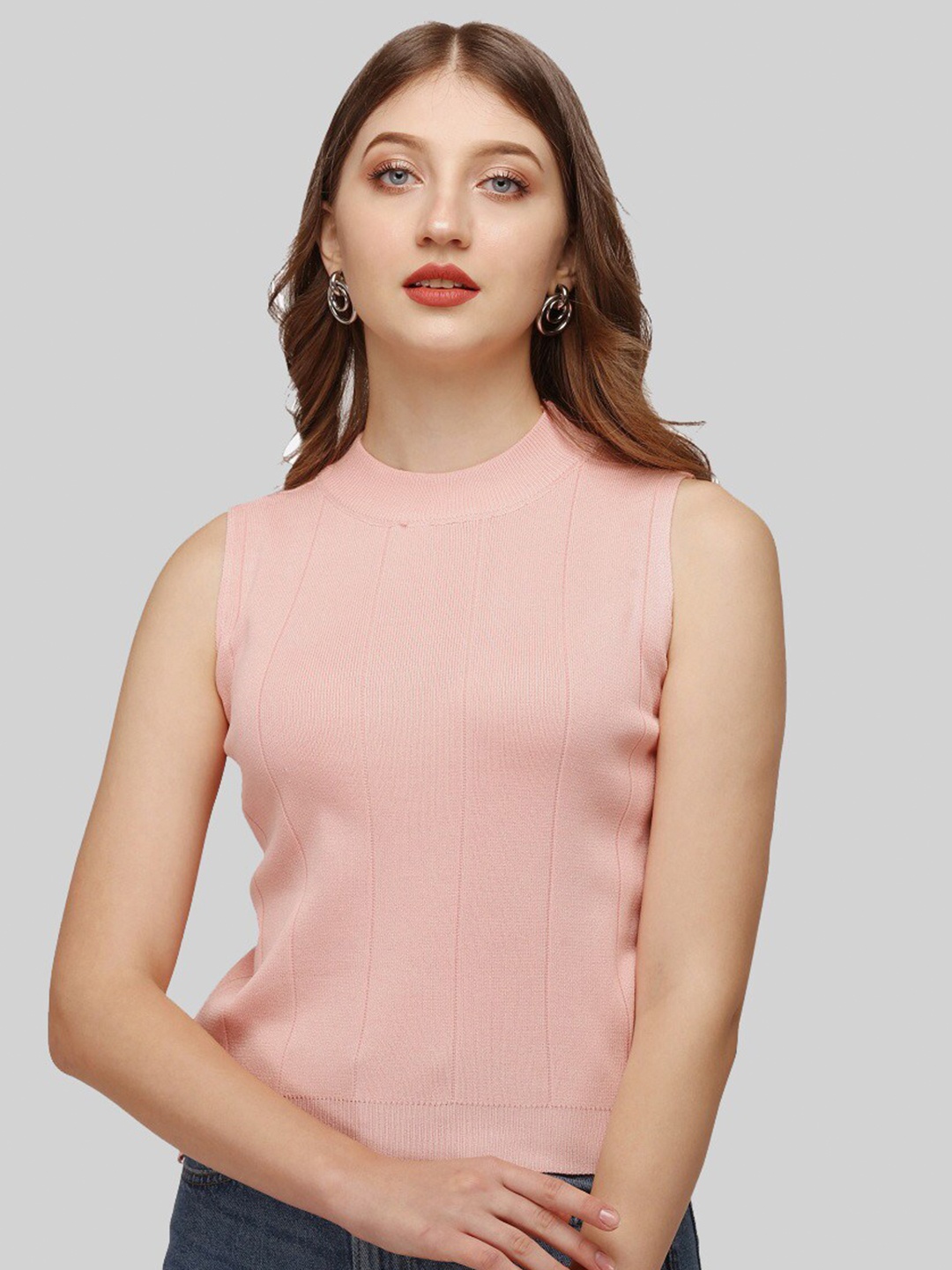 

KeepCart High Neck Sleeveless Top, Pink