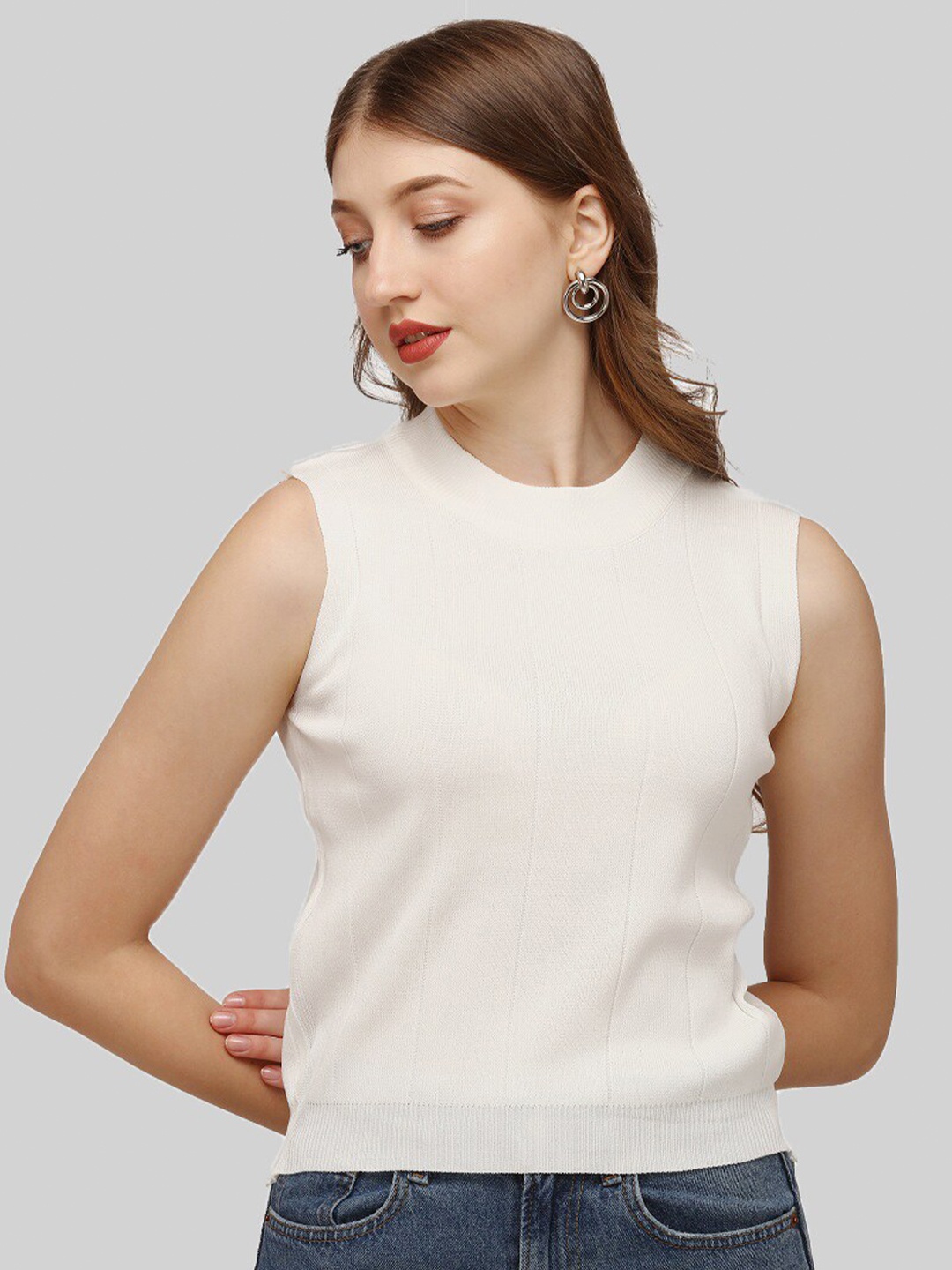 

KeepCart High Neck Sleeveless Top, White