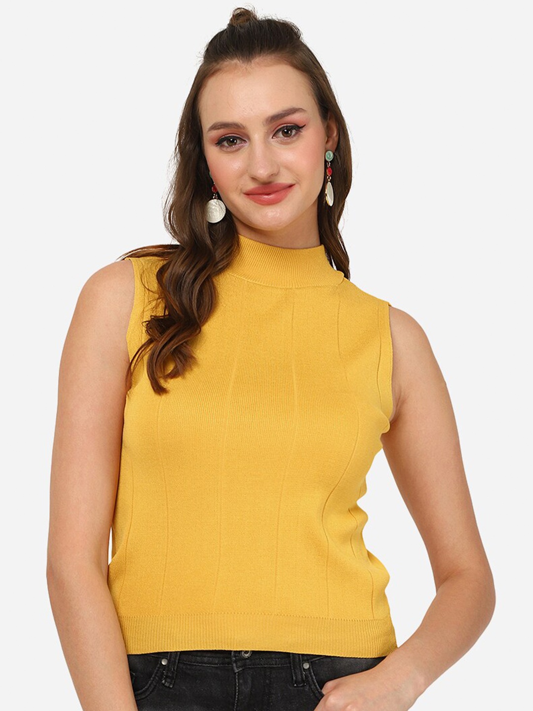 

KeepCart High Neck Sleeveless Top, Yellow