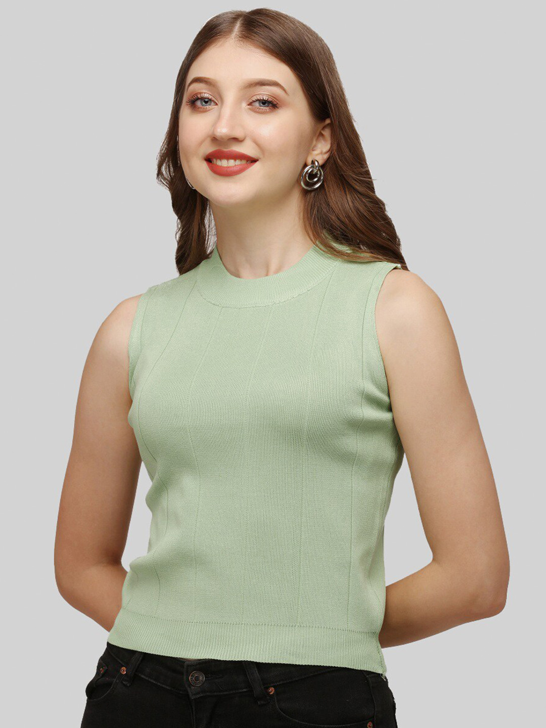

KeepCart High Neck Sleeveless Top, Green