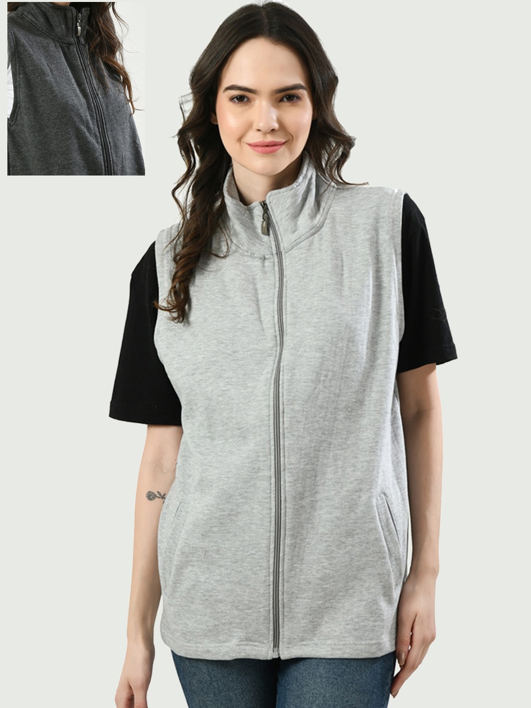 

IndiWeaves Pack Of 2 Sleeveless Sweater Vest, Grey