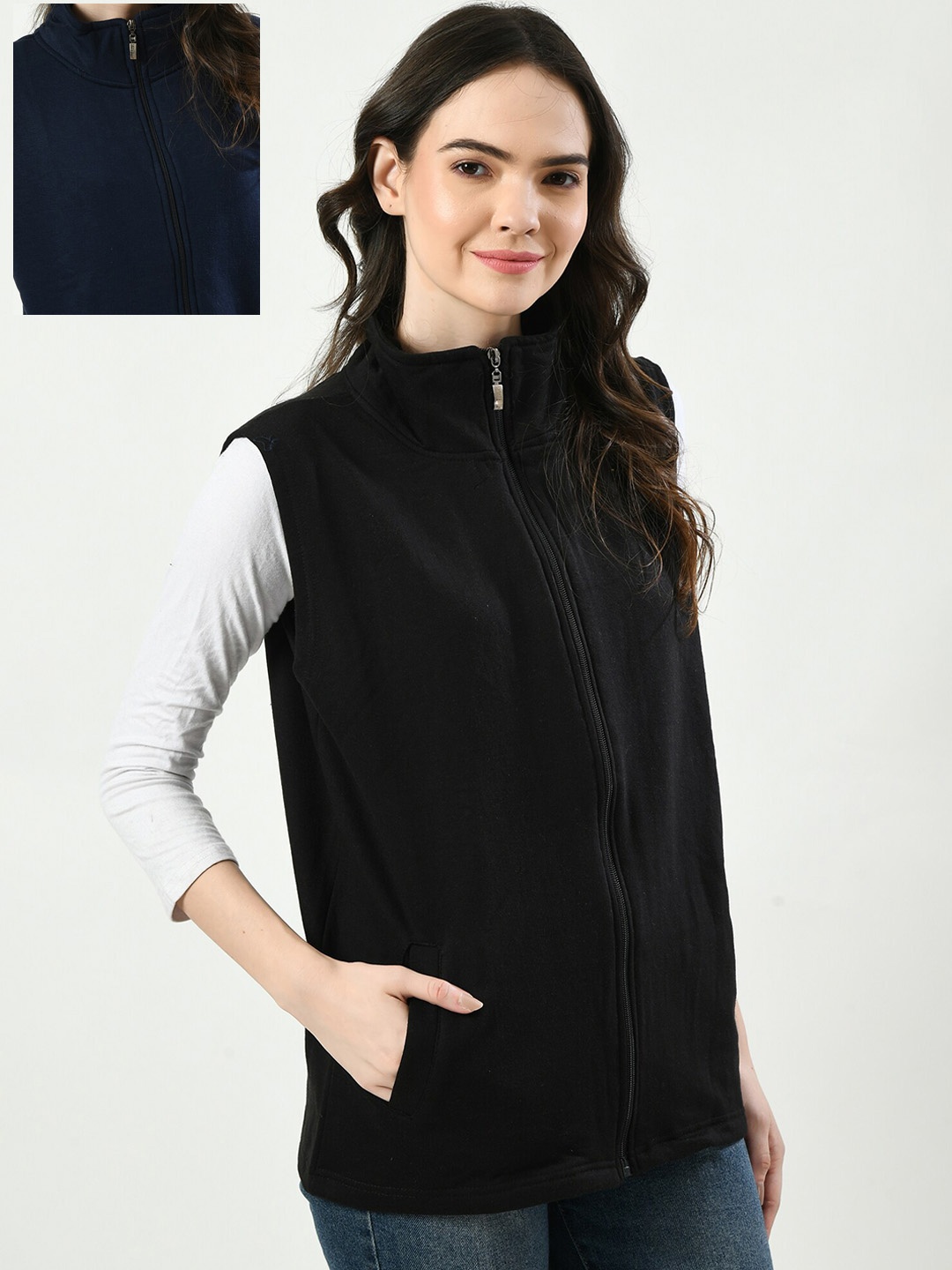 

IndiWeaves Pack Of 2 Sleeveless Sweater Vest, Navy blue