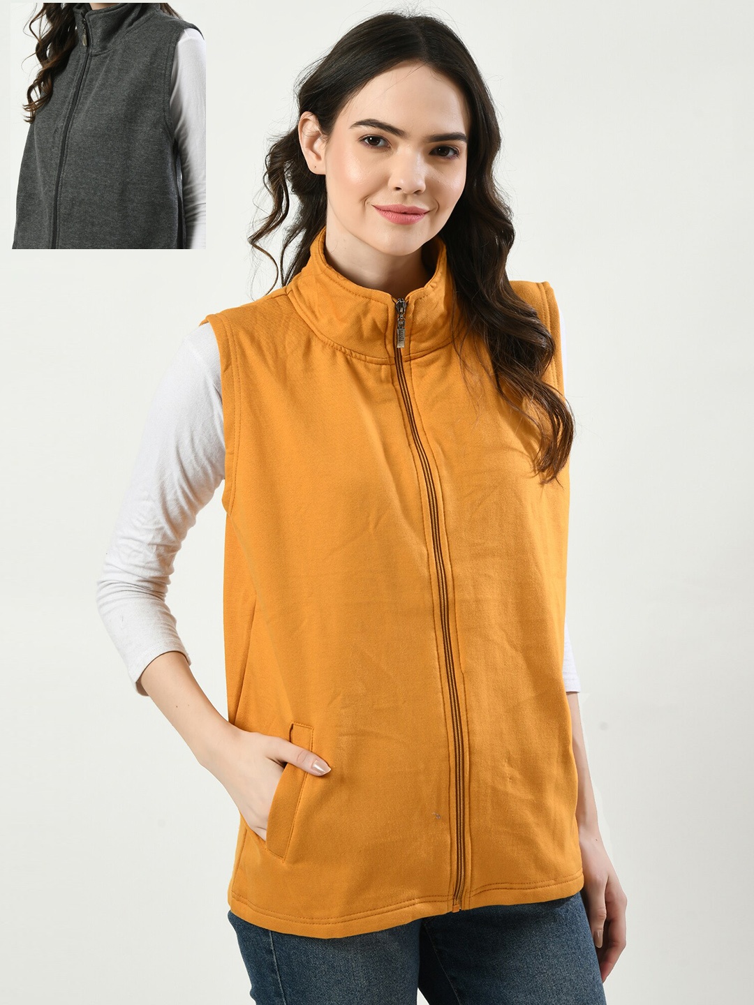 

IndiWeaves Reversible Open Front Jacket, Yellow