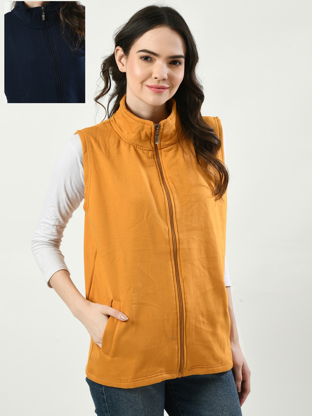 

IndiWeaves Reversible Open Front Jacket, Yellow