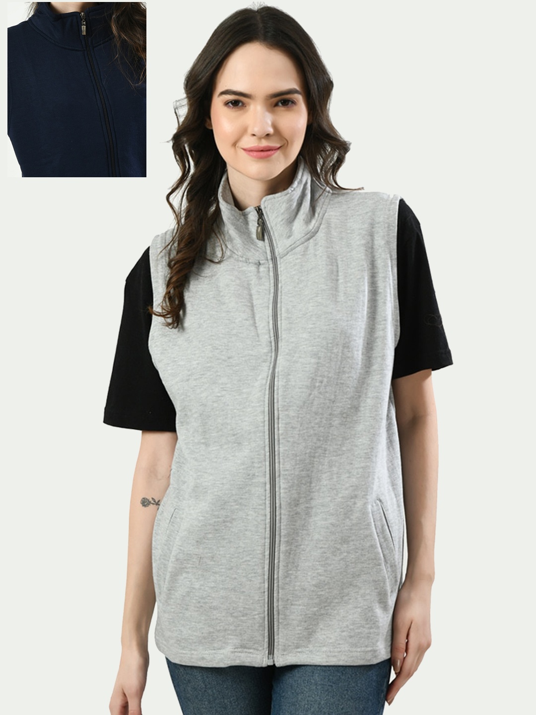 

IndiWeaves Reversible Open Front Jacket, Grey