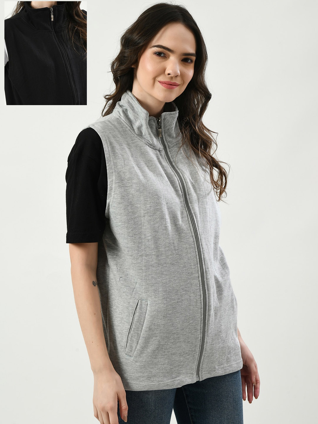 

IndiWeaves Reversible Open Front Jacket, Grey
