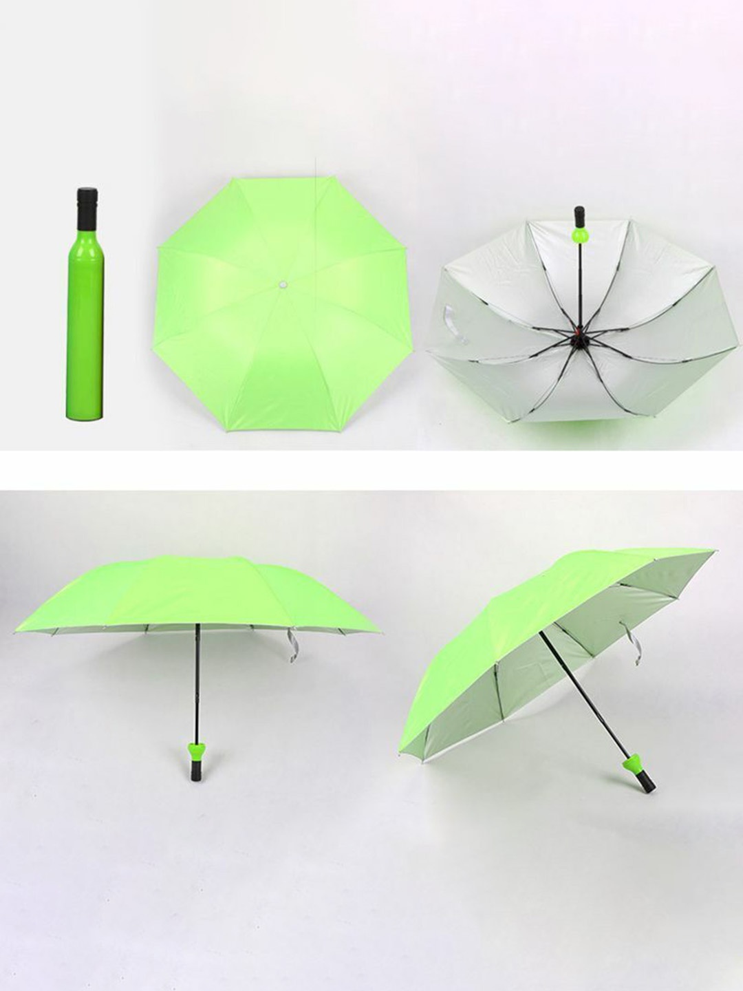 

Alexvyan Unisex 2 Fold UV Protection Umbrella With Bottle Cover Compact, Green