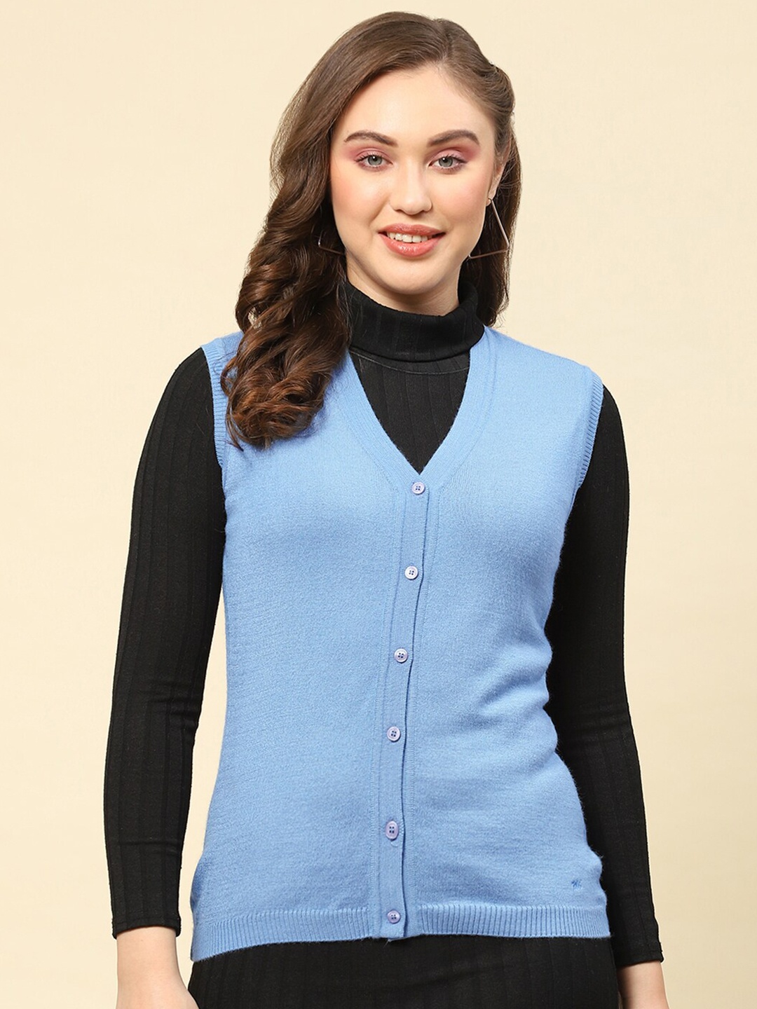 

Monte Carlo V-Neck Sleeveless Cardigan, Blue