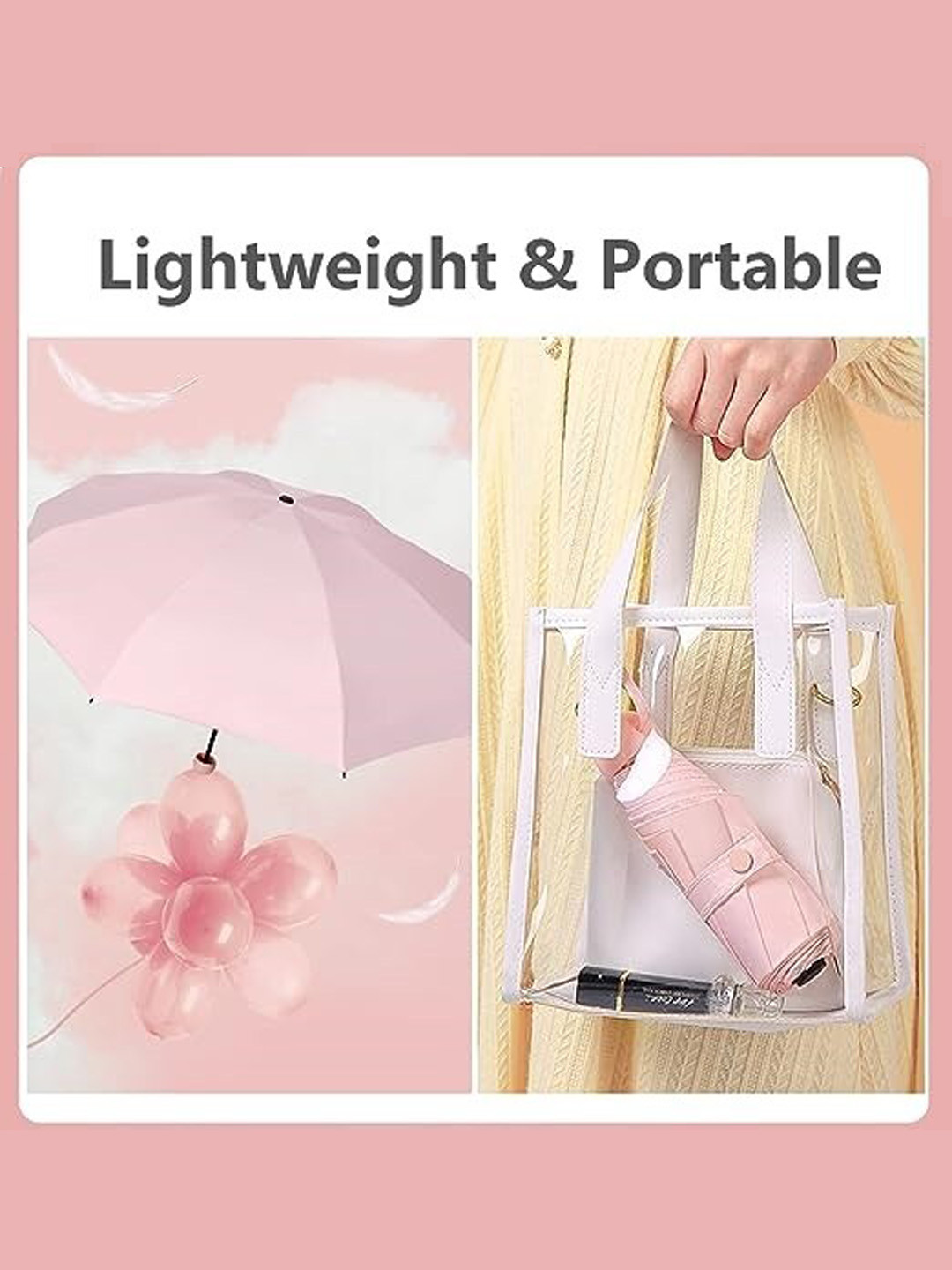 

Alexvyan Unisex 3 Fold UV Protection Umbrellas, Pink