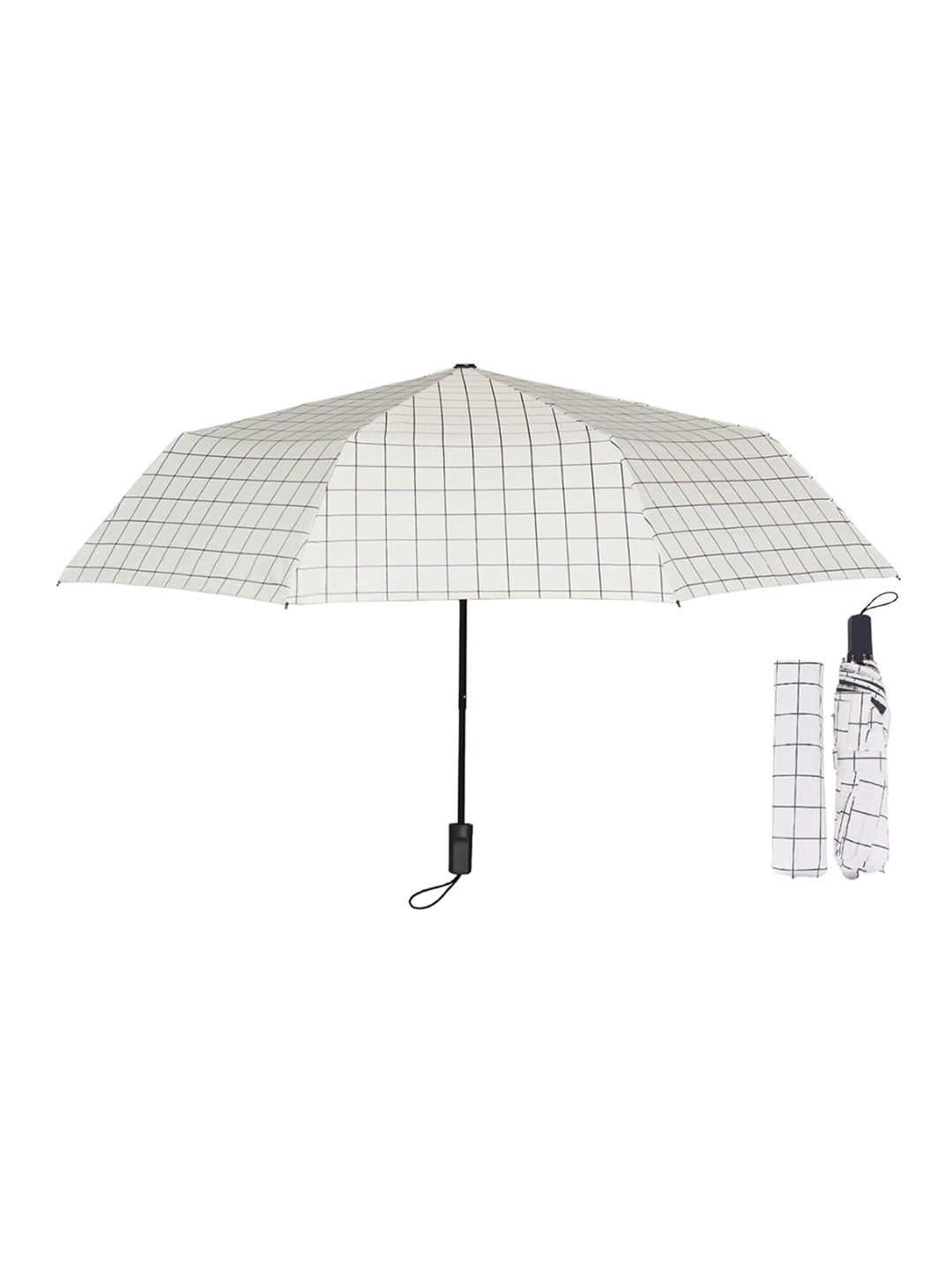 

Alexvyan Checked Rain Sun & UV Protection Automatic Umbrella, White