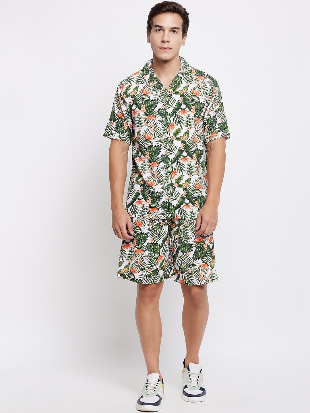 

QUBIC Printed Shirt & Shorts, Beige