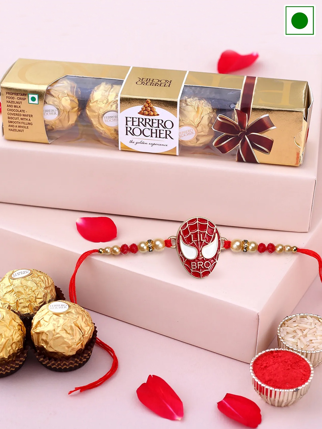 

TIED RIBBONS Kids Spiderman Rakhi With Ferrero Rocher Chocolate Box Gift Set, Red