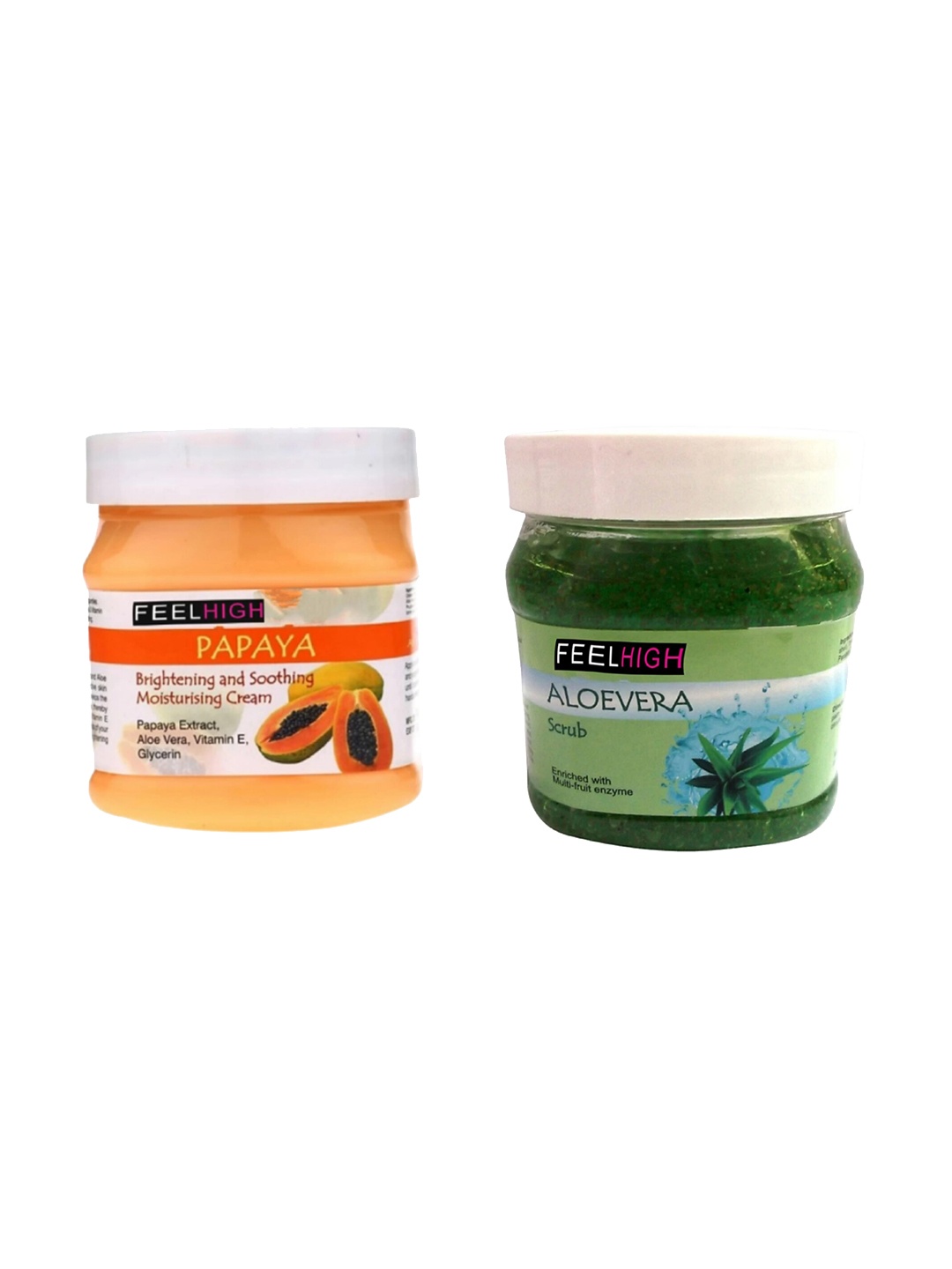 

FEELHIGH Set Of 2 Papaya Cream 500ml And Aloe Vera Scrub 500ml, Multi