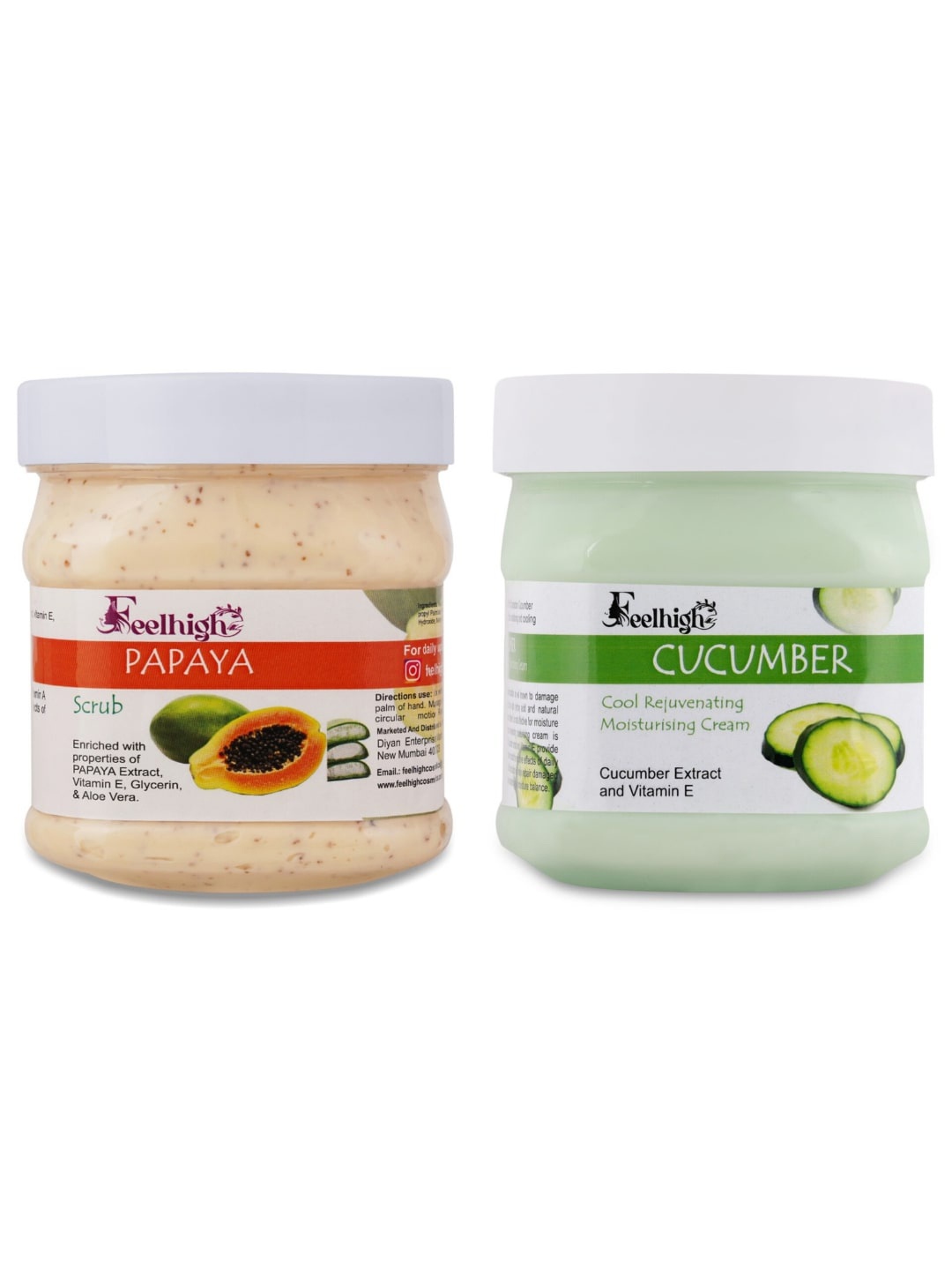 

FEELHIGH Set Of Papaya Scrub & Cucumber Cream - 500ml Each, Multi