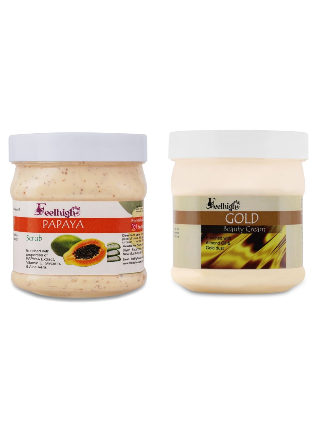 

FEELHIGH Set Of Papaya Scrub & Gold Cream Cream - 500ml Each, Multi