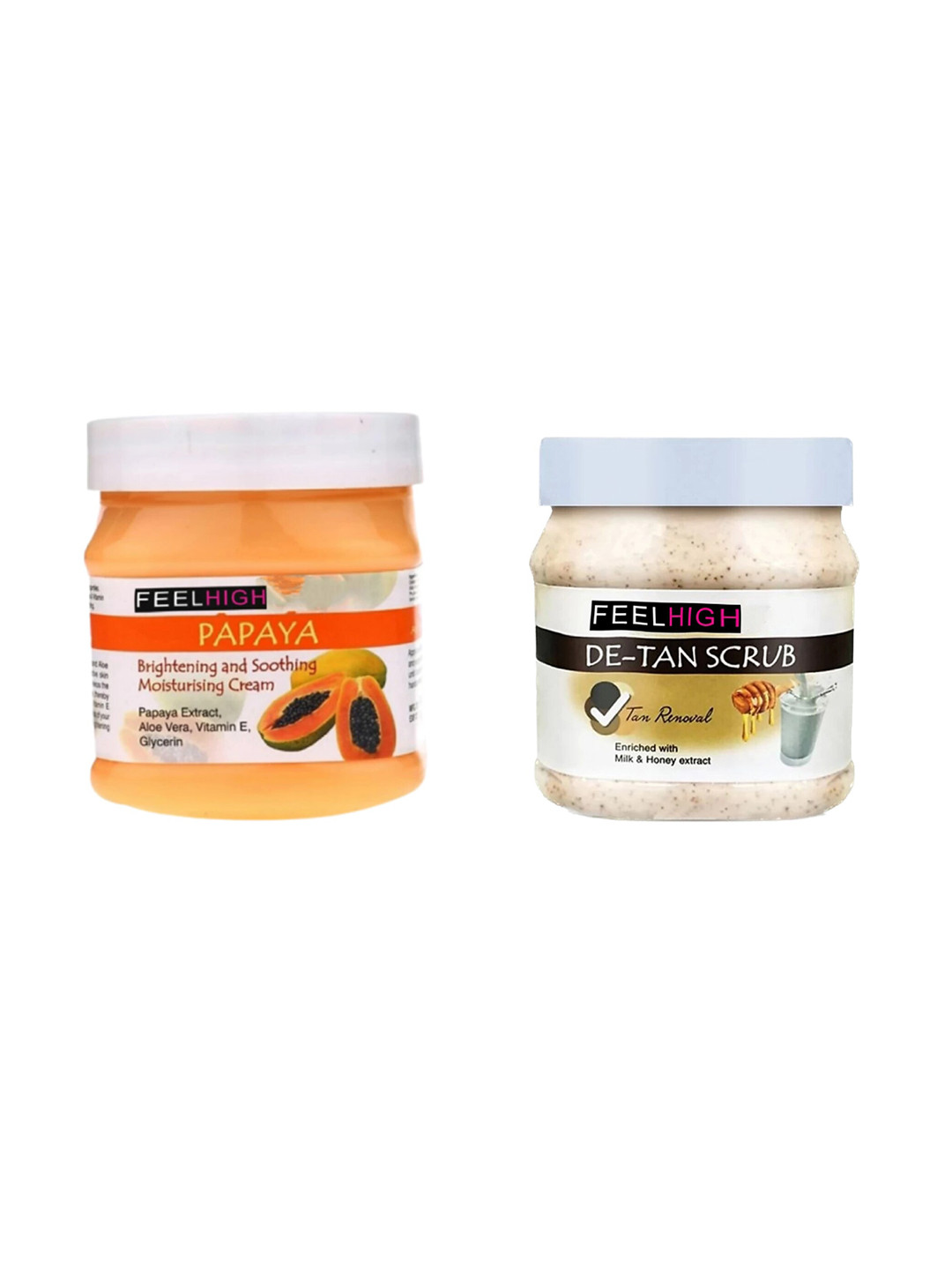 

FEELHIGH Set Of 2 Papaya Cream & De Tan Scrub 500ml Each, Orange