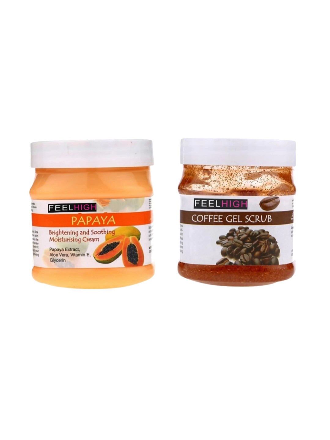 

FEELHIGH Pack Of 2 Papaya Cream 500ml & Coffee Gel Scrub 500ml, Multi