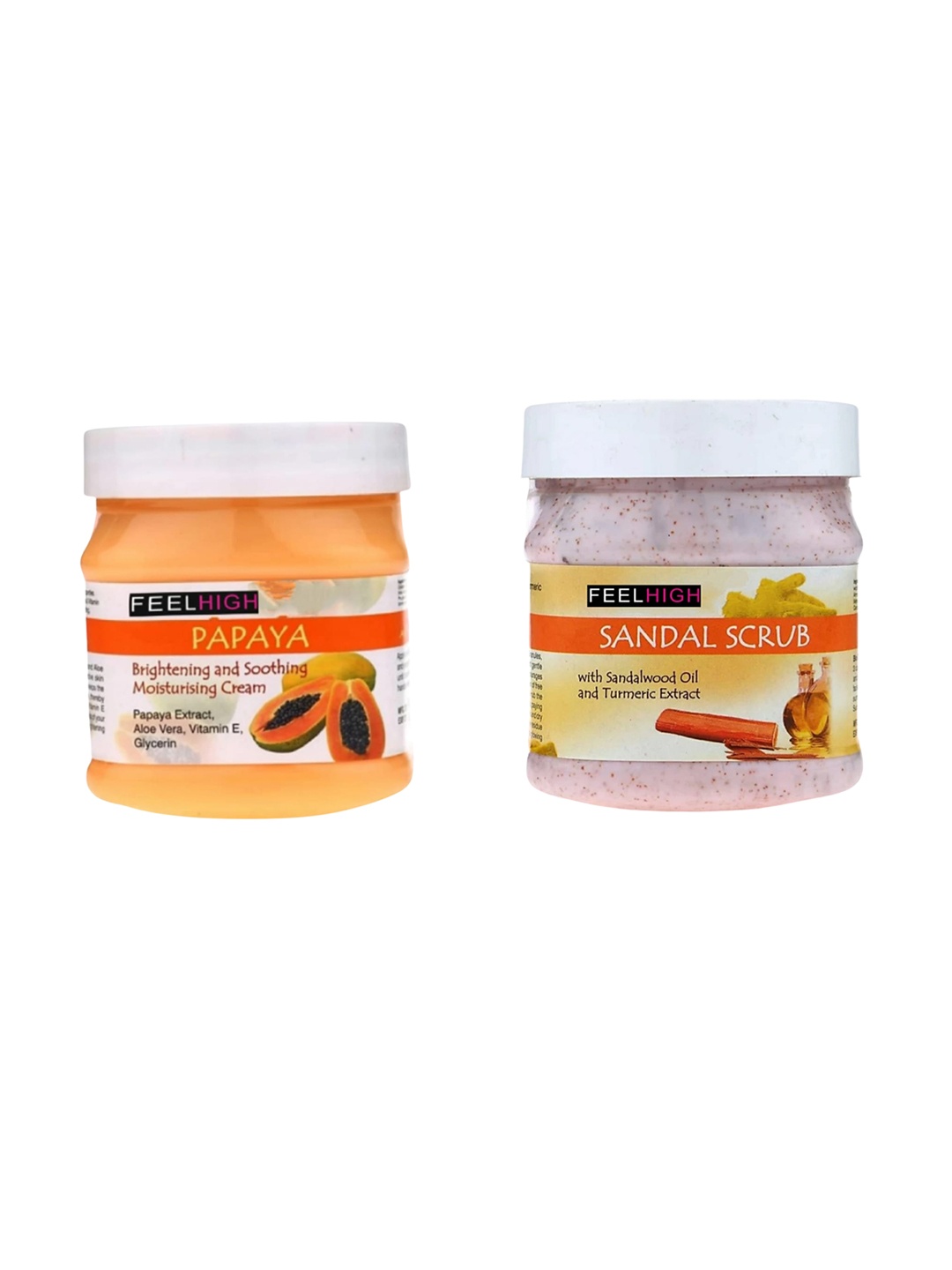 

FEELHIGH Set Of 2 Papaya Cream And Sandal Scrub - 500ml, Multi