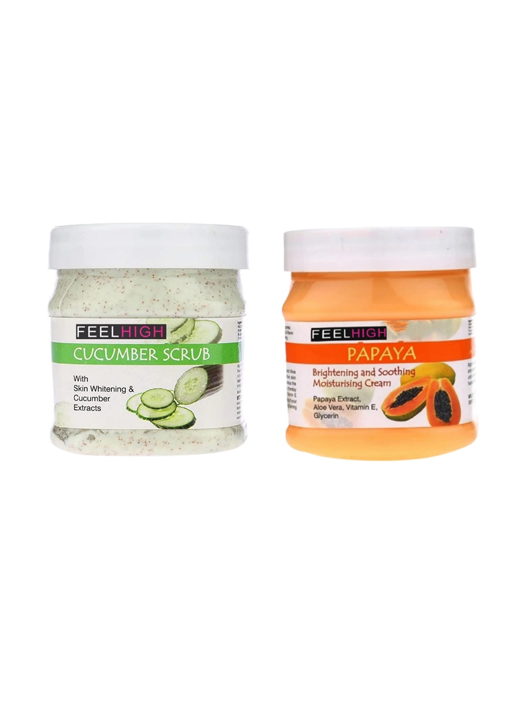 

FEELHIGH Set Of 2 Papaya Cream & Cucumber Scrub 500ml Each, Orange