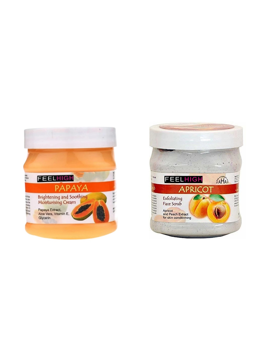 

FEELHIGH Set Of 2 Papaya Cream & Apricot Scrub 500ml Each, Orange