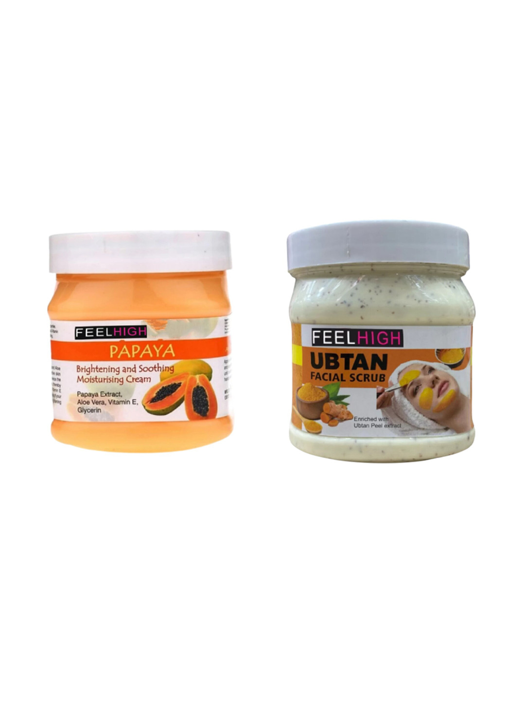 

FEELHIGH Set Of 2 Papaya Cream & Ubtan Scrub- 500ml, Multi
