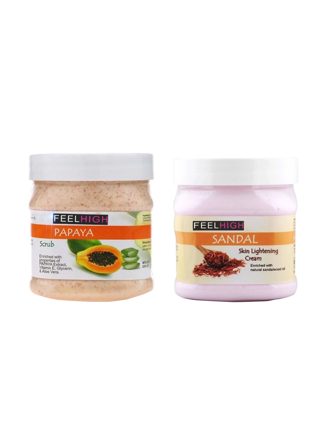 

FEELHIGH Pack Of 2 Papaya Scrub & Sandal Cream-500 Ml Each, Multi