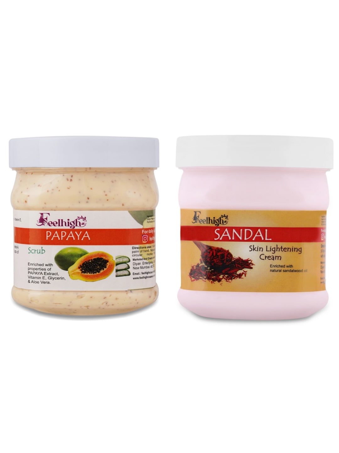 

FEELHIGH Pack Of 2 Papaya Scrub & Sandal Cream-500 Ml Each, Multi