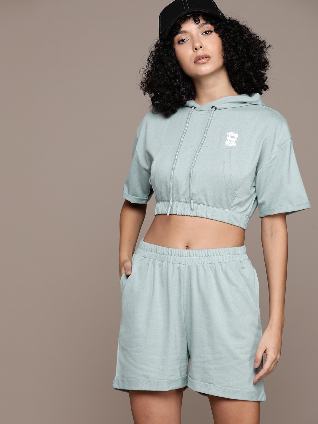 

The Roadster Lifestyle Co. Crop Hooded Co-Ords, Sea green