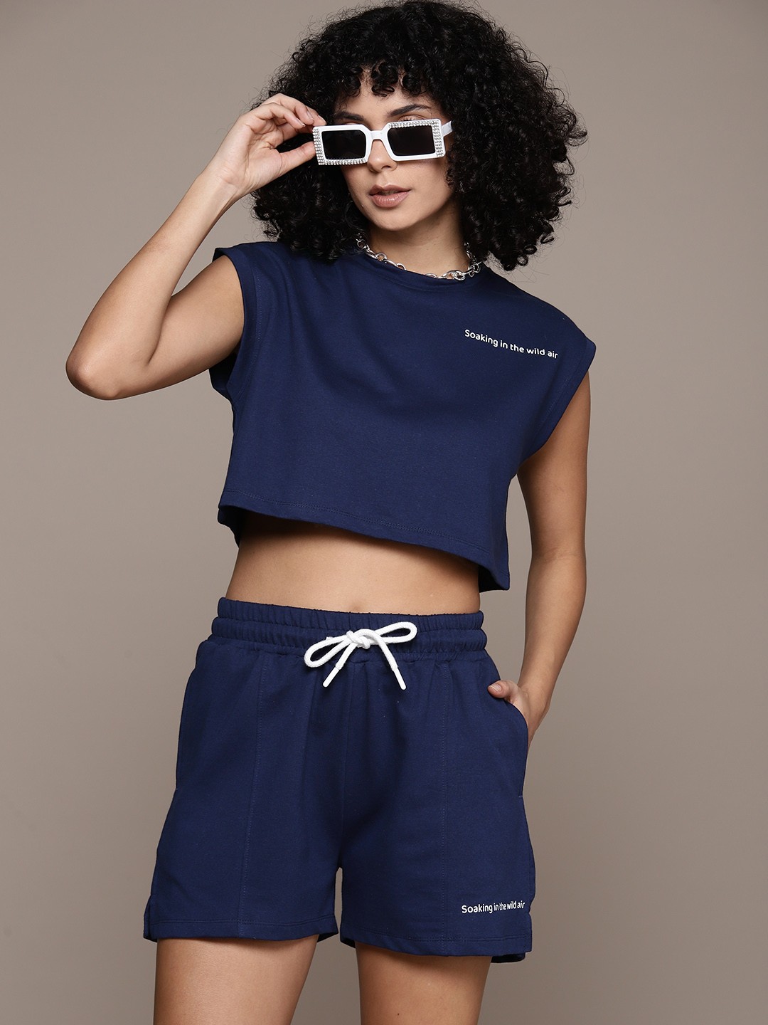 

The Roadster Lifestyle Co. Women Solid Co-Ords, Navy blue