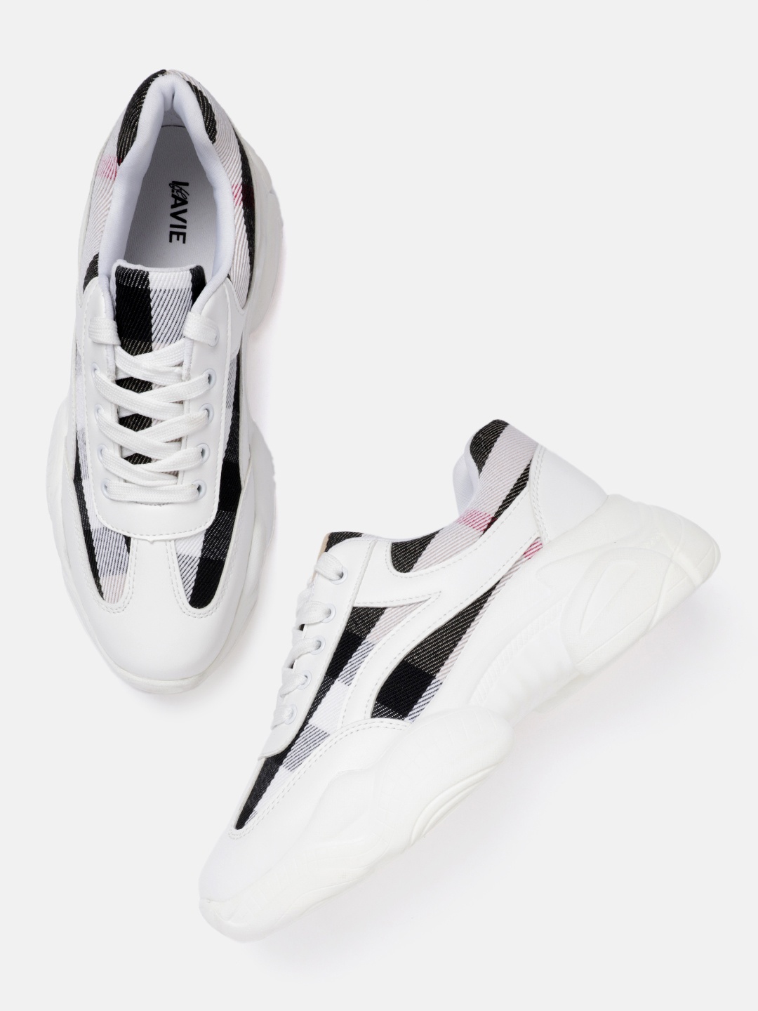

Lavie Women Checked Lace-Up Sneakers, White