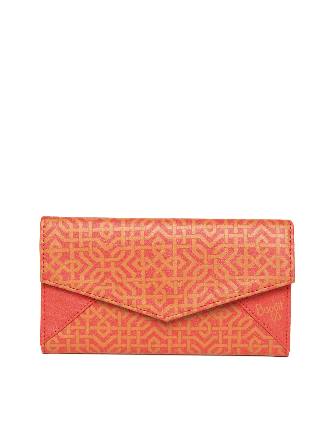 

Baggit Women Orange & Mustard Brown Printed Three Fold Wallet