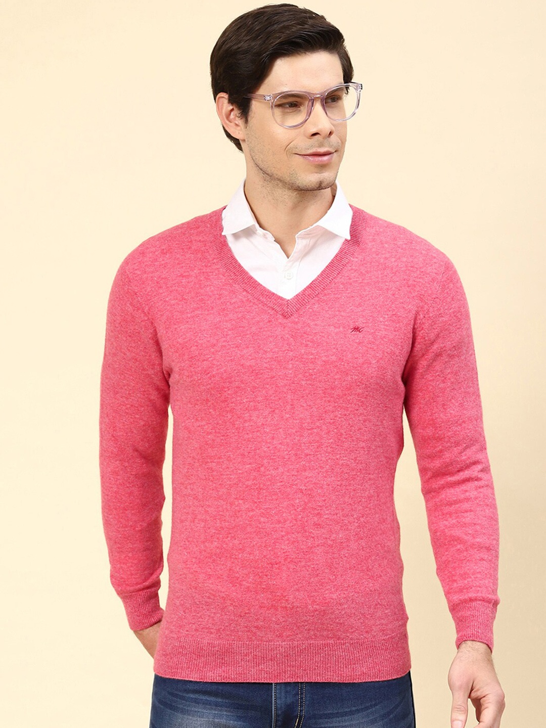 

Monte Carlo V-Neck Wool Pullover Sweater, Pink