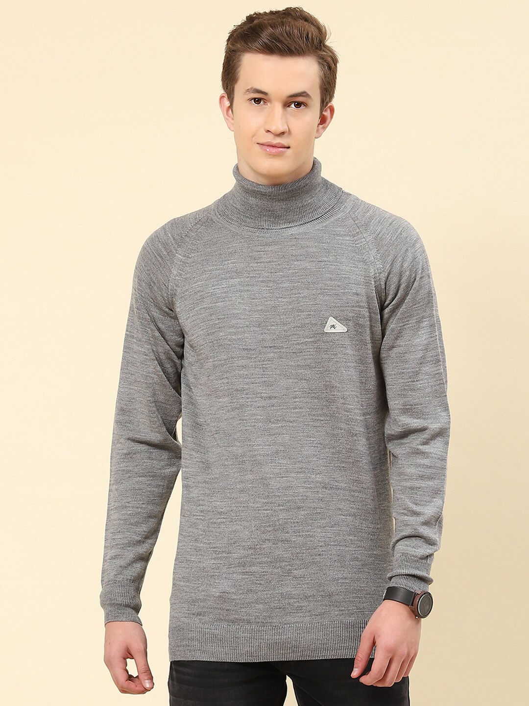 

Monte Carlo Turtle Neck Ribbed Knitted Pullover, Grey