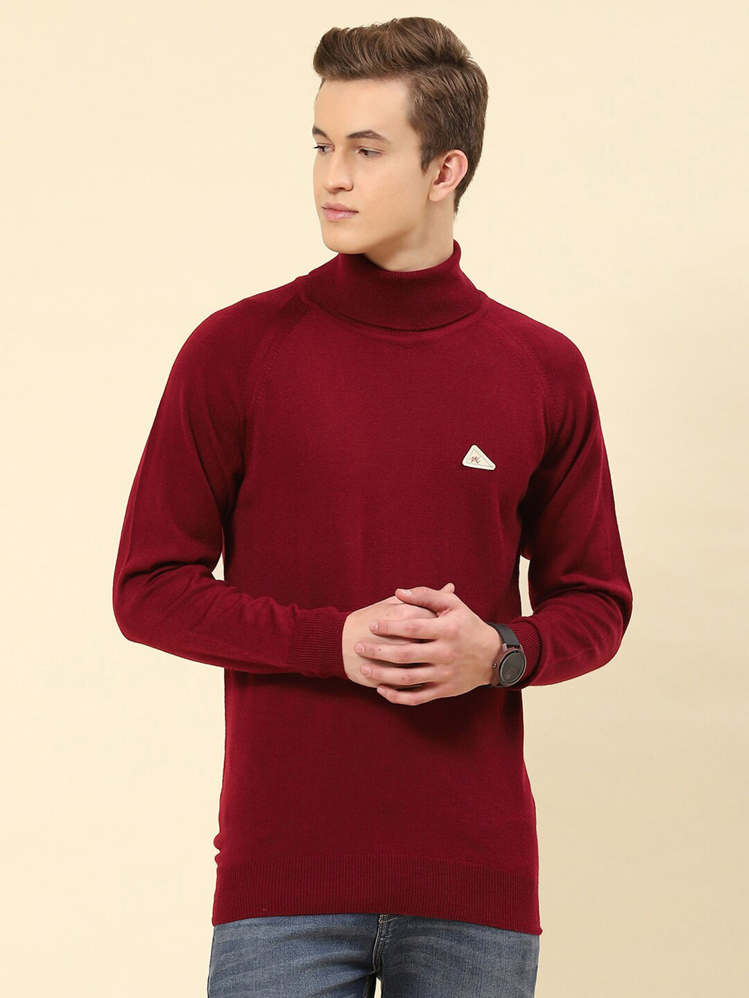 

Monte Carlo Turtle Neck Ribbed Knitted Pullover, Red